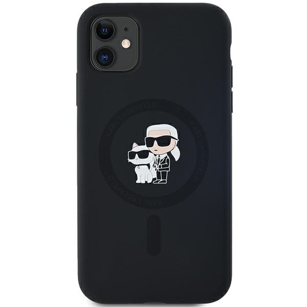Karl Lagerfeld Silikoninis Karl&Choupette Magnetinis dėklas iPhone 11 / Xr - juodas