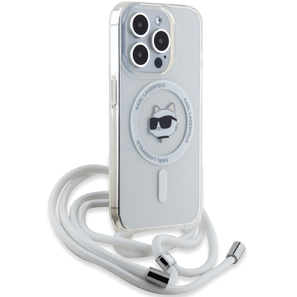 Karl Lagerfeld IML Choupette Head & Cord Magnetinis dėklas iPhone 14 Pro - skaidrus