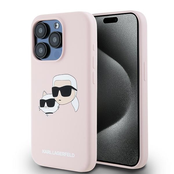 Karl Lagerfeld Silikoninis Karl&Choupette MagSafe dėklas iPhone 15 Pro Max - rožinis