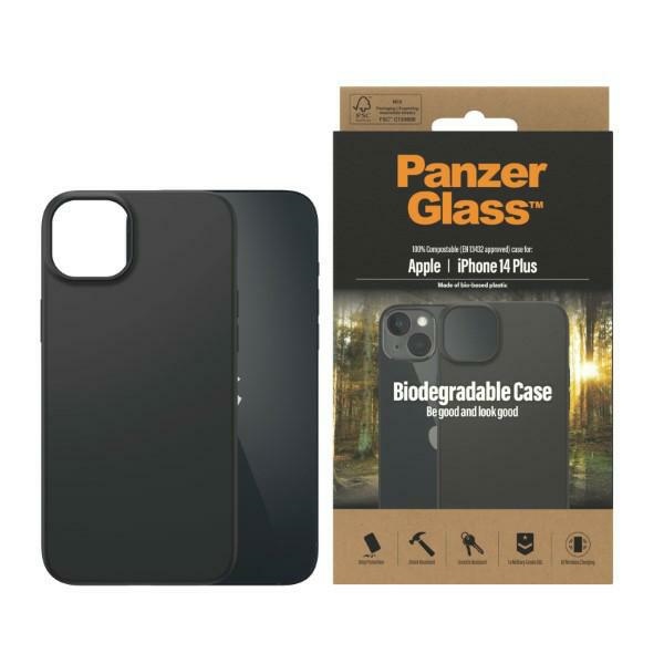 PanzerGlass Biodegraduojamas dėklas telefonui iPhone 14 Plus / 15 Plus - juodas