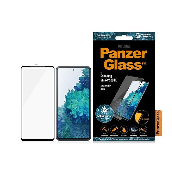 PanzerGlass E2E Microfracture antibakterinis stiklas Samsung Galaxy S20 FE - su juodu rėmeliu