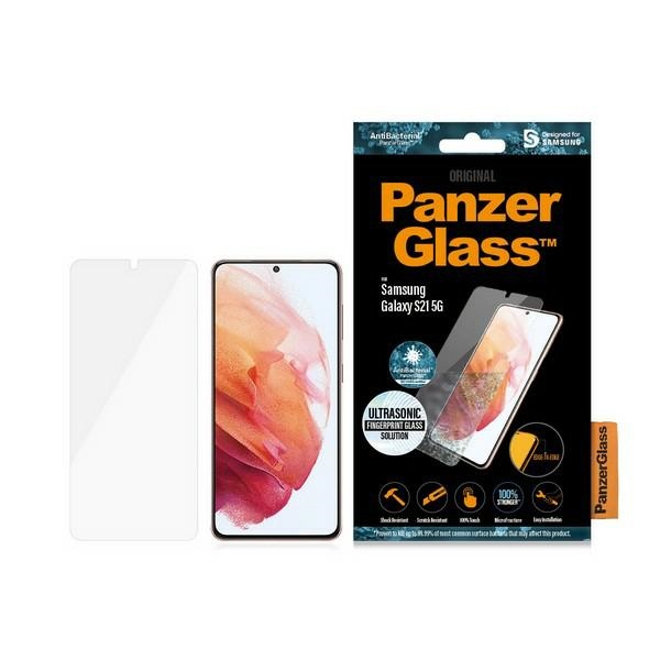 PanzerGlass E2E Microfracture antibakterinis stiklas Samsung Galaxy S21 - su juodu rėmeliu