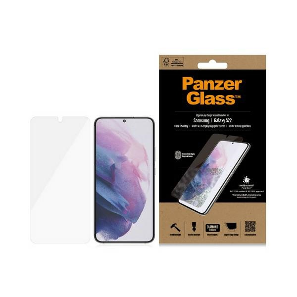 PanzerGlass E2E Microfracture antibakterinis stiklas Samsung Galaxy S22 - su juodu rėmeliu
