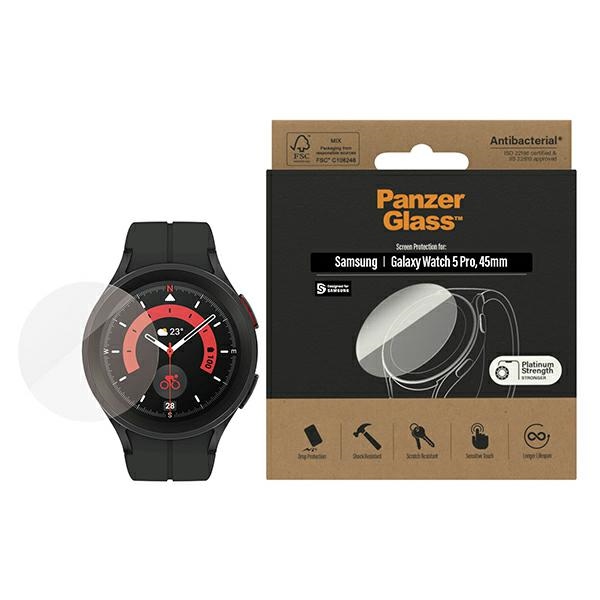 Antibacterial PanzerGlass Apsauginis stiklas laikrodžiui Samsung Galaxy Watch Classic 5 Pro 45 mm