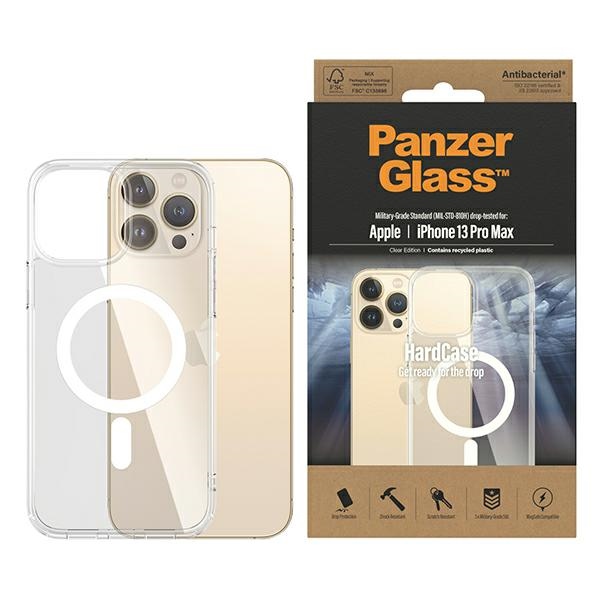 PanzerGlass HardCase su MagSafe antibakterinis karinio lygio sertifikuotas dėklas iPhone 13 Pro Max - permatomas