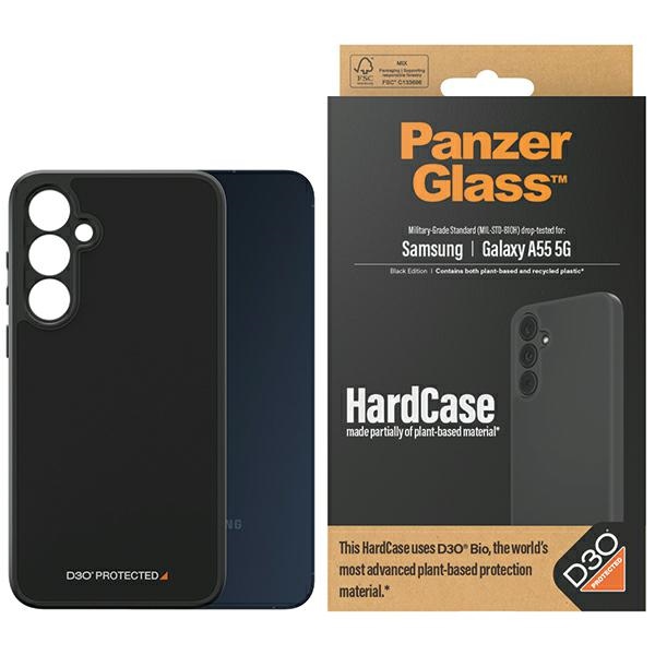 PanzerGlass HardCase su D3O® Bio ir karinio lygio sertifikatu Samsung Galaxy A55 5G - skaidrus ir juodas