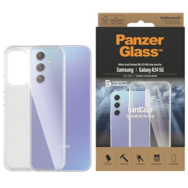 PanzerGlass HardCase antibakterinis karinio lygio sertifikuotas dėklas telefonui Samsung Galaxy A34 5G - skaidrus