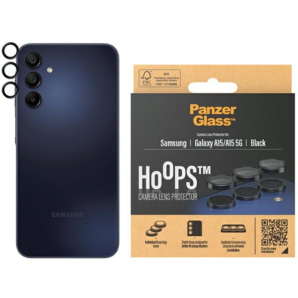 PanzerGlass Hoops kameros apsauga Samsung Galaxy A15 / A15 5G - su juodu rėmeliu