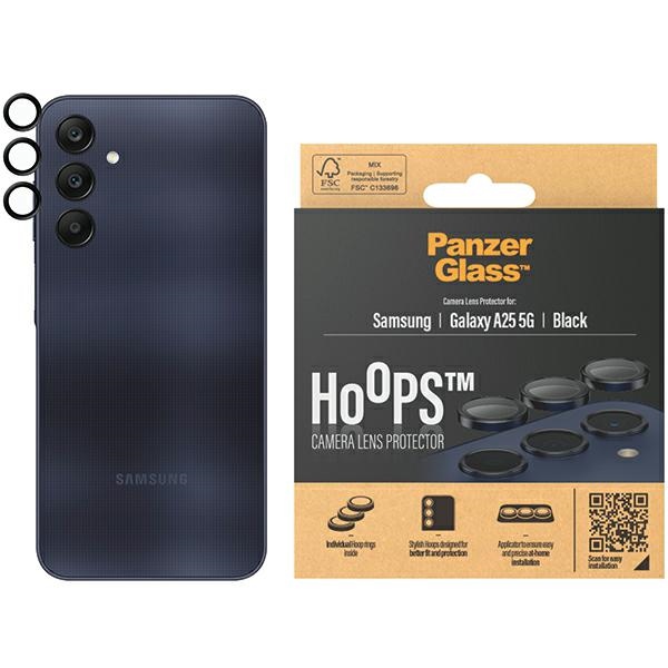PanzerGlass Hoops kameros apsauga Samsung Galaxy A25 5G - su juodu rėmeliu