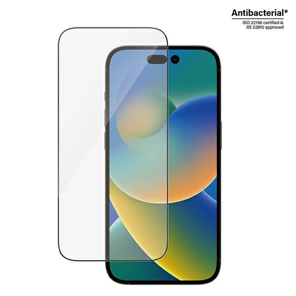 PanzerGlass Ultra-Wide Fit antibakterinis grūdintas stiklas su pozicionieriumi iPhone 14 Pro telefonui