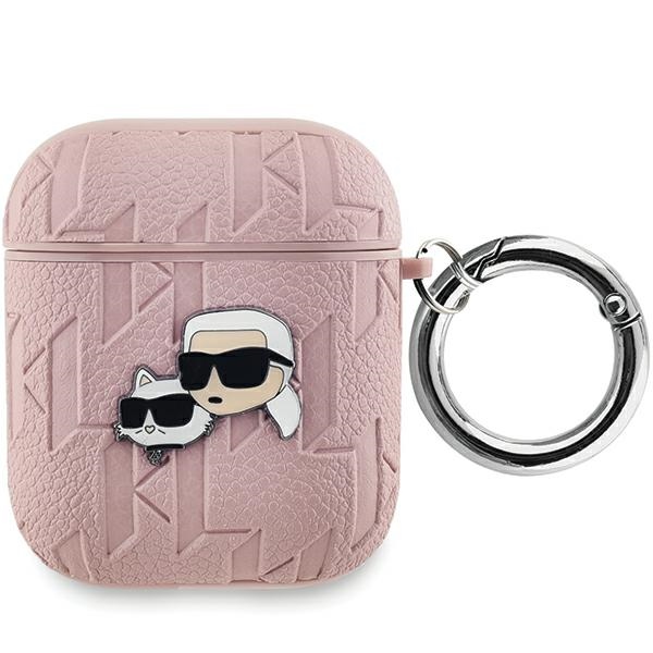 Karl Lagerfeld Monogram Karl & Choupette AirPods 1/2 dėklas - rožinis