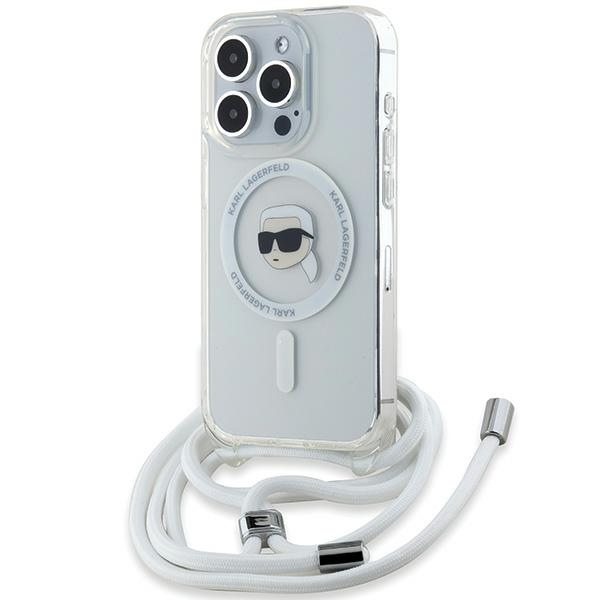 Karl Lagerfeld Crossbody IML Karl Head Magnetinis dėklas telefonui iPhone 15 Pro – permatomas