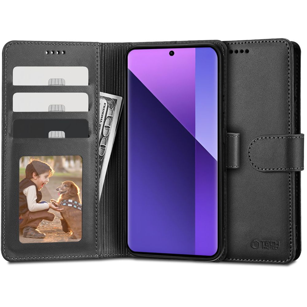 Tech-Protect Wallet dėklas telefonui Xiaomi Redmi Note 13 Pro+ 5G - juodas