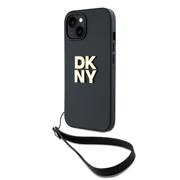 DKNY Dėklas telefonui su dirželiu ir logotipu iPhone 14 / 15 / 13 - juodas