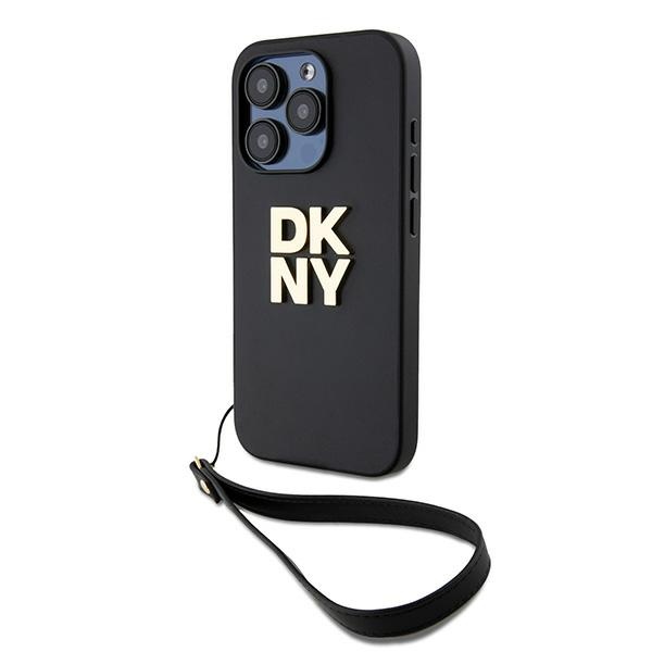 DKNY Dėklas telefonui su dirželiu ir logotipu iPhone 15 Pro - juodas