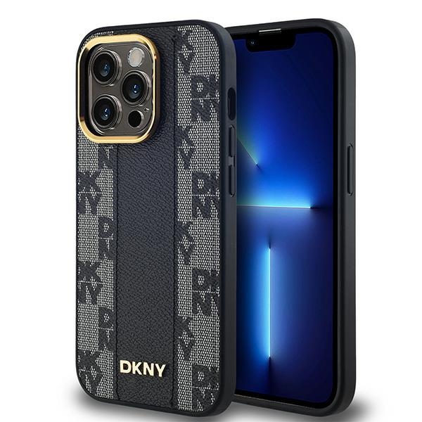 DKNY Odinis langeliais raštuotas magnetinis dėklas iPhone 13 Pro / 13 - juodas