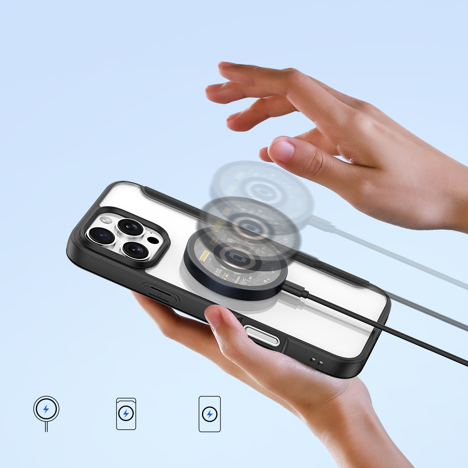 Dux Ducis Skin X Pro iPhone 16 Pro dėklas su MagSafe ir atveriamu dangčiu - juodas