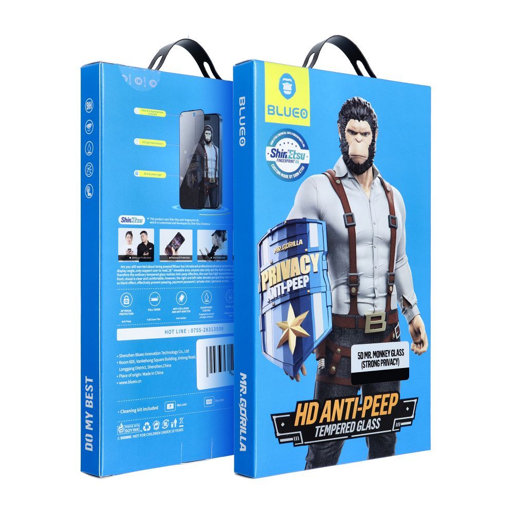 5D Mr. Monkey stiklas - Samsung Galaxy S25 Plus juodas (Strong Privacy)