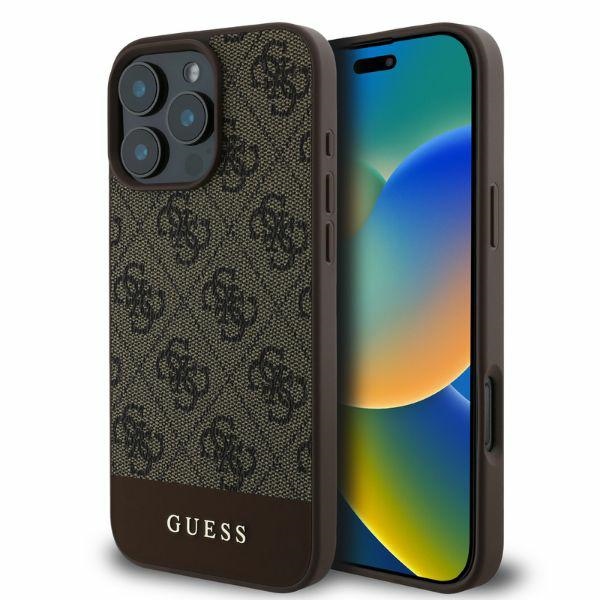 Guess 4G apatinis dėklas telefonui iPhone 16 Pro Max (m) - rudas