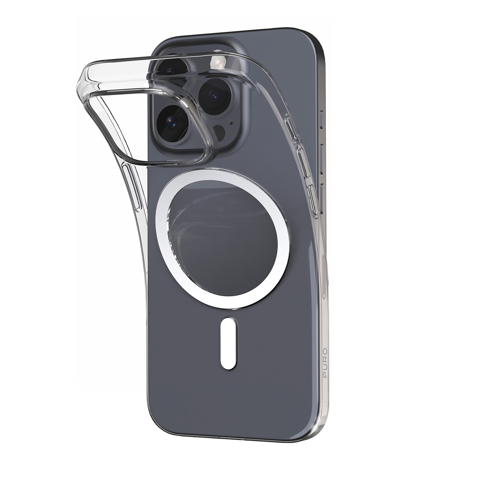 Puro 03 Mag Magnetinis silikoninis dėklas telefonui iPhone 16 Pro - permatomas