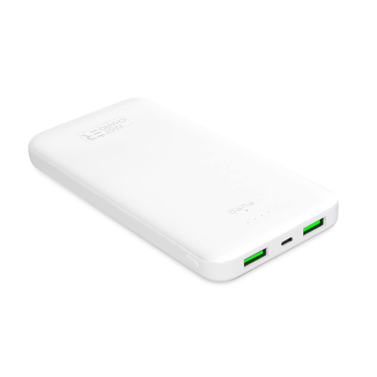 Išorinė baterija Puro Balta 10000mAh 12W 2xUSB-A + USB-C - balta