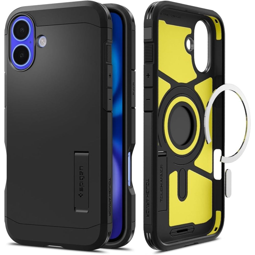 Spigen Tough Armor Magnetinis dėklas su stovu iPhone 16 - juodas