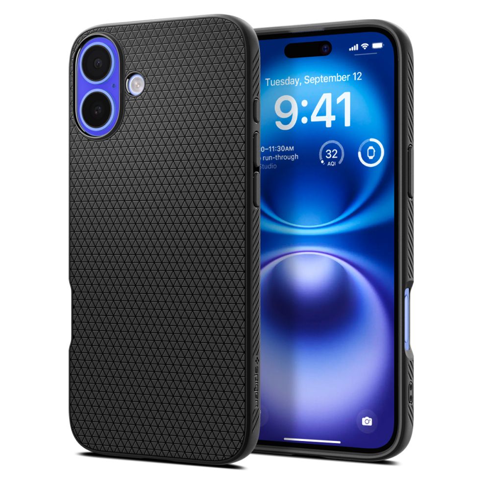 Spigen Liquid Air dėklas iPhone 16 Plus telefonui – juodas