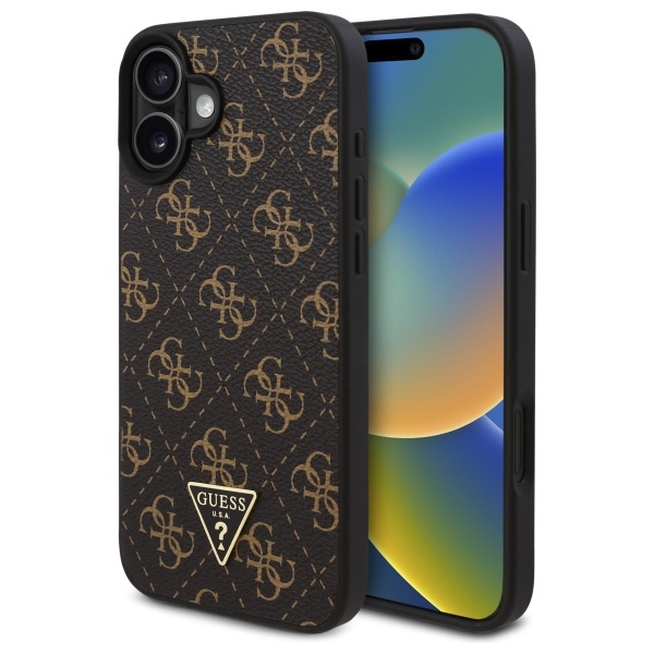 Guess New 4G trikampinis dėklas telefonui iPhone 16 Plus - juodas