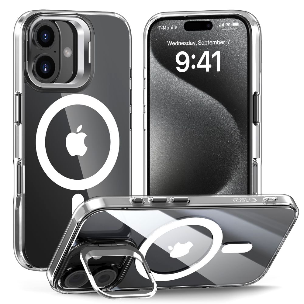 Tech-Protect MagStand MagSafe iPhone 16 dėklas - skaidrus