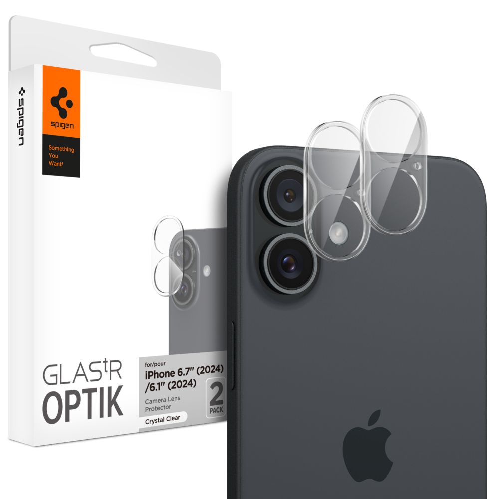 Spigen Optik Glas.tR grūdintas stiklas iPhone 16 / 16 Plus kamerai - skaidrus (2 vnt.)