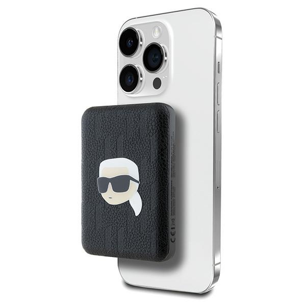 Karl Lagerfeld Magnetinis indukcinis Išorinė baterija KLPB5FPGKSKIHK 16W 5000mAh juoda/juoda Karl Head Pin