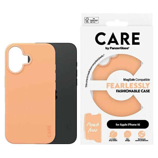 CARE by PanzerGlass Madingas dėklas iPhone 16 6.1" persikinis/persikinis Magnetinis 1389