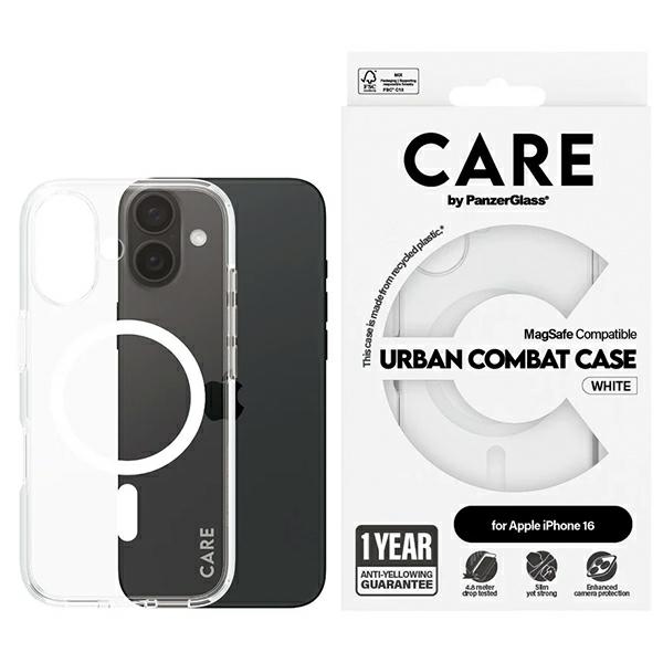 CARE by PanzerGlass Flagmano dėklas telefonui iPhone 16 6.1" baltas/baltas Magnetinis 1337