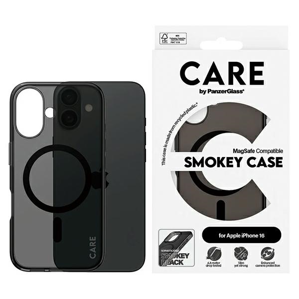 CARE by PanzerGlass Flagmano dėklas telefonui iPhone 16 6.1" dūminis/dūminis Magnetinis 1349