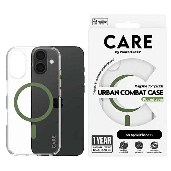 CARE by PanzerGlass Flagmano dėklas telefonui iPhone 16 6.1" žalias/žalias Magnetinis 1369