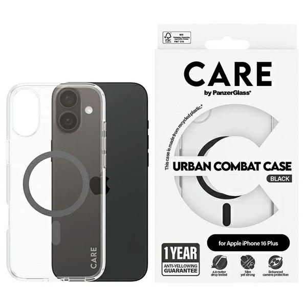 CARE by PanzerGlass Flagmano dėklas telefonui iPhone 16 Plus 6.7" juodas/juodas Magnetinis 1347