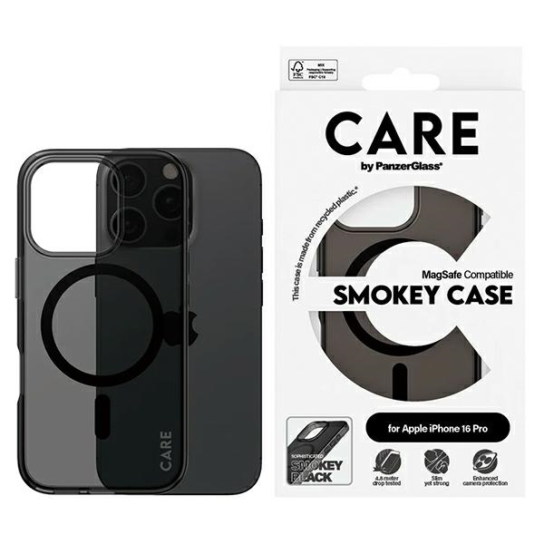CARE by PanzerGlass Flagmano dėklas telefonui iPhone 16 Pro 6.3" dūminis/dūminis Magnetinis 1350