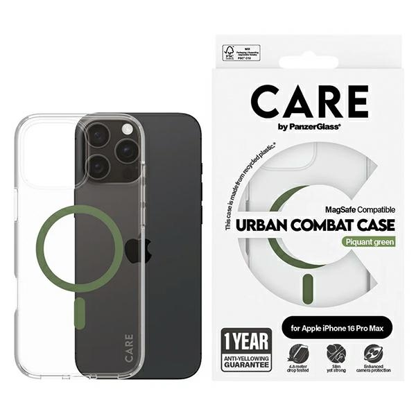 CARE by PanzerGlass Flagmano dėklas telefonui iPhone 16 Pro Max 6.9" žalias/žalias Magnetinis 1372