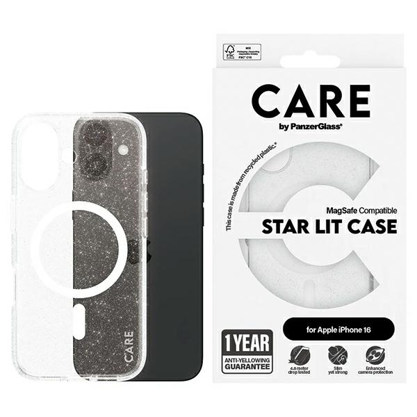 CARE by PanzerGlass Flagship Star Lit dėklas telefonui iPhone 16 6.1" baltas Magnetinis 1341
