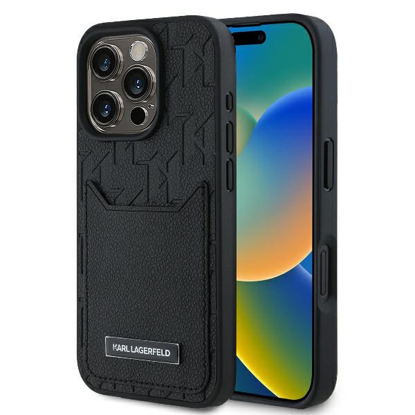 Cardslots Monogram Dėklas telefonui iPhone 16 Pro Max - juodas