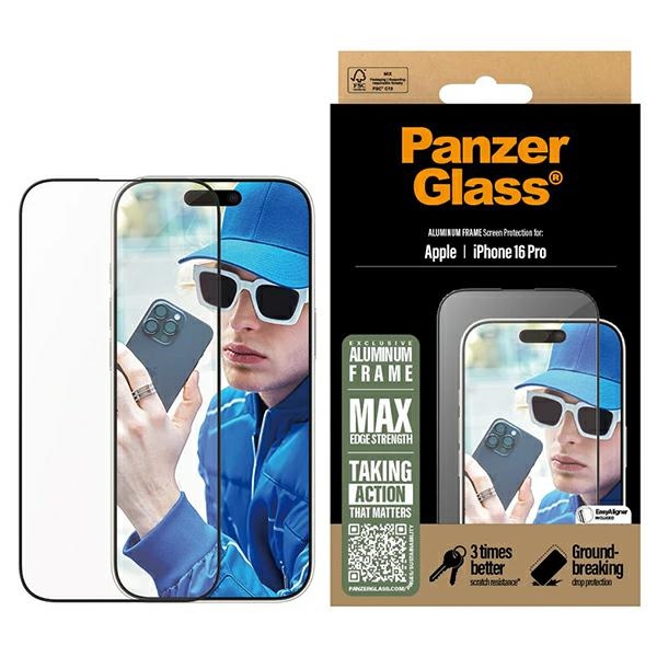 PanzerGlass apsauginis stiklas aliuminio rėmas iPhone 16 Pro 6.3" itin platus 2850