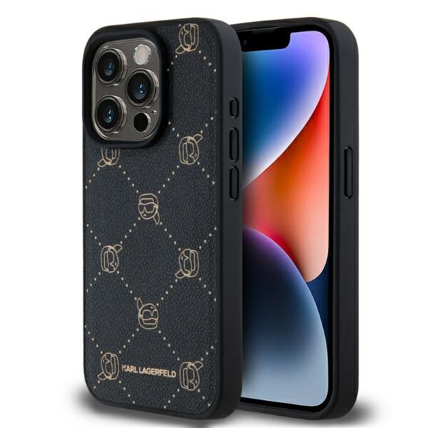 Karl Lagerfeld Magnetinis Karl Head iPhone 15 Pro dėklas - juodas