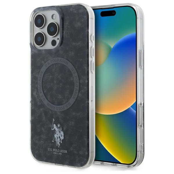 US Polo IML Ring MagSafe dėklas iPhone 16 Pro - Juodas