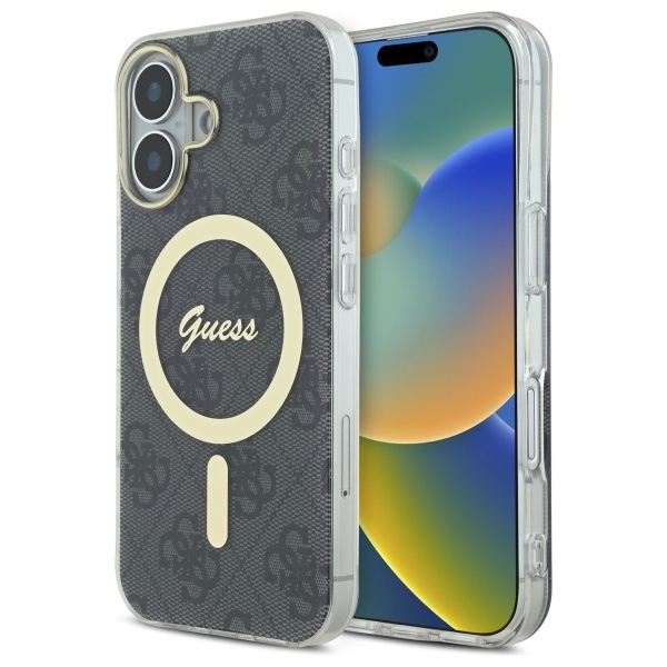 Guess IML 4G Magnetinis dėklas iPhone 16 Plus - juodas