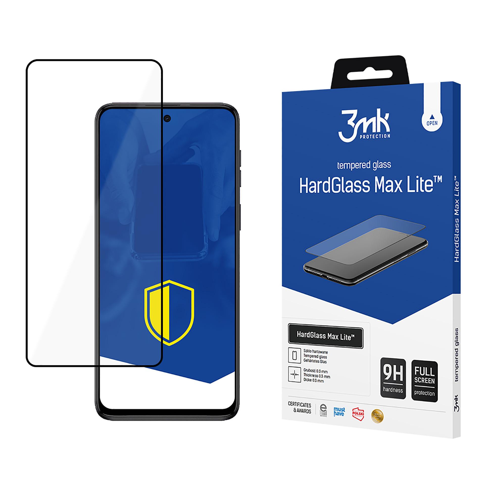 3mk HardGlass Max Lite grūdintas stiklas su juodu rėmeliu Motorola Moto G54 / Power Edition