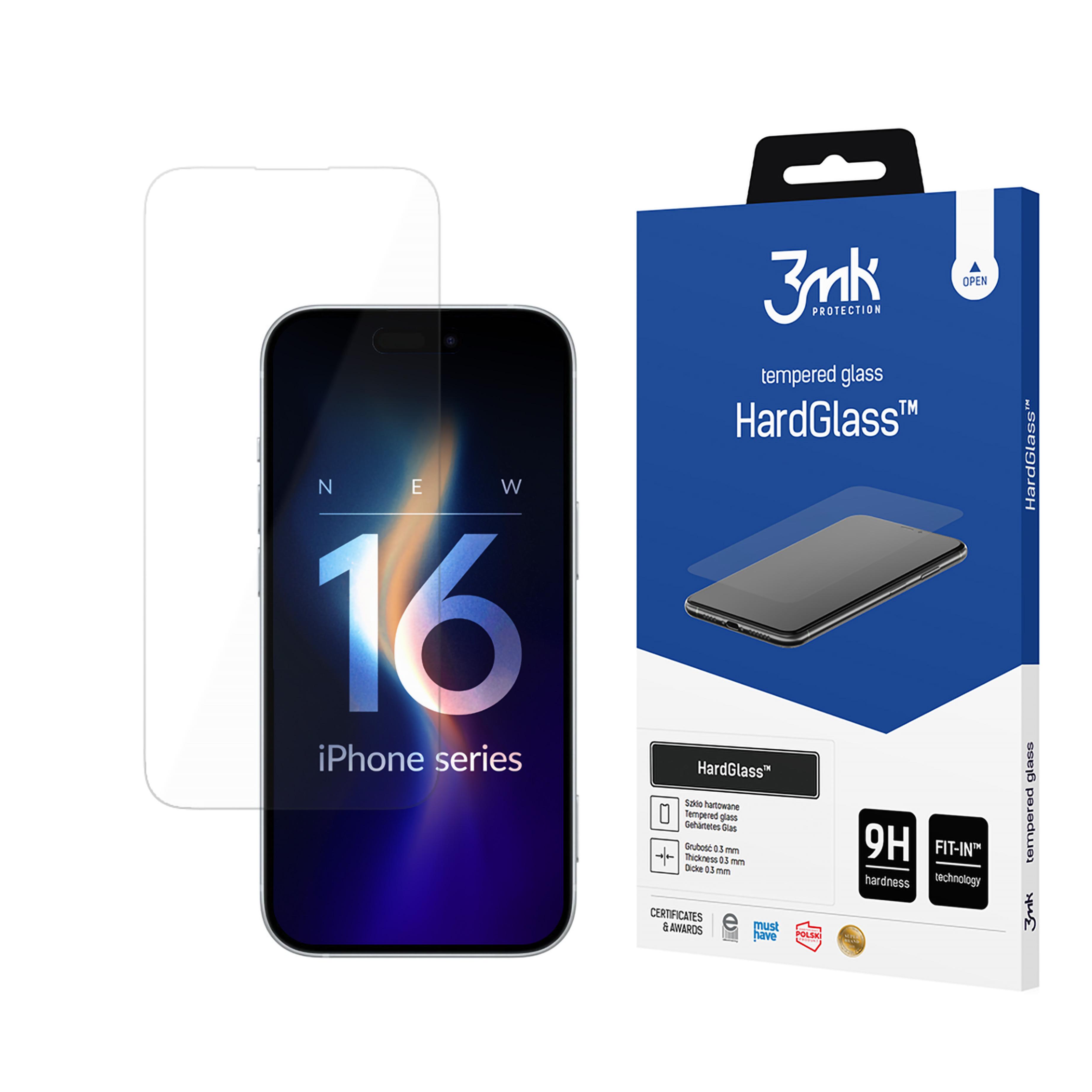 Grūdintas stiklas 3mk HardGlass iPhone 16 Plus