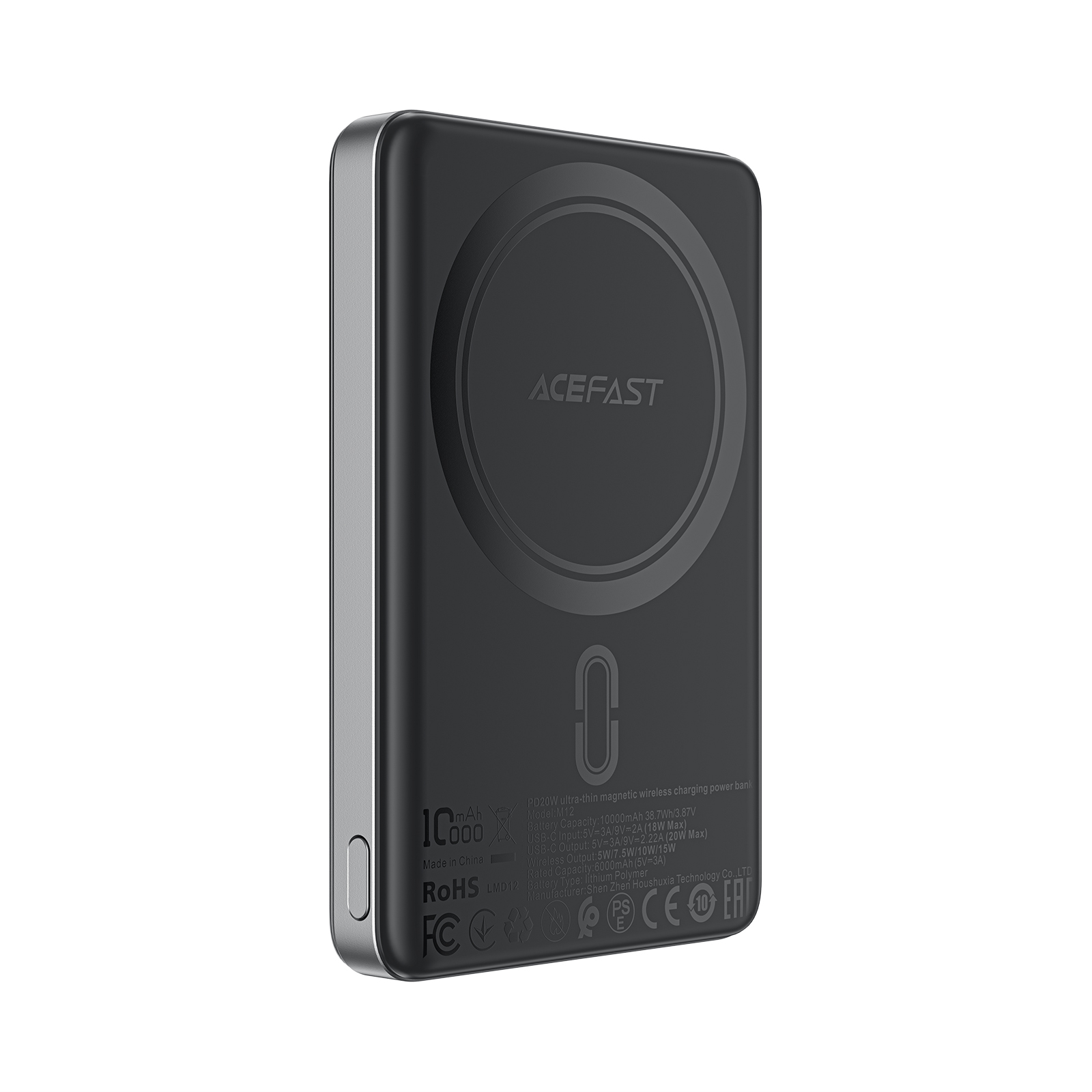 Išorinė baterija Power Bank Acefast M12-10000 PD20W Magnetic Wireless 10000mAh juoda