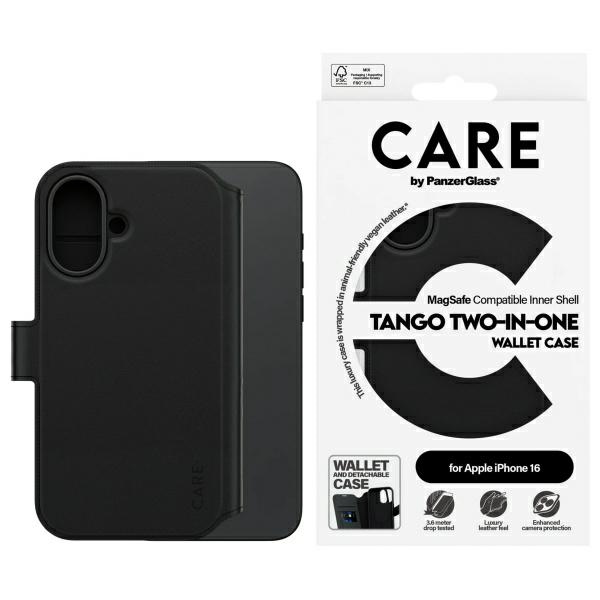CARE by PanzerGlass Tango 2in1 piniginė Magnetinis dėklas telefonui iPhone 16 - juodas