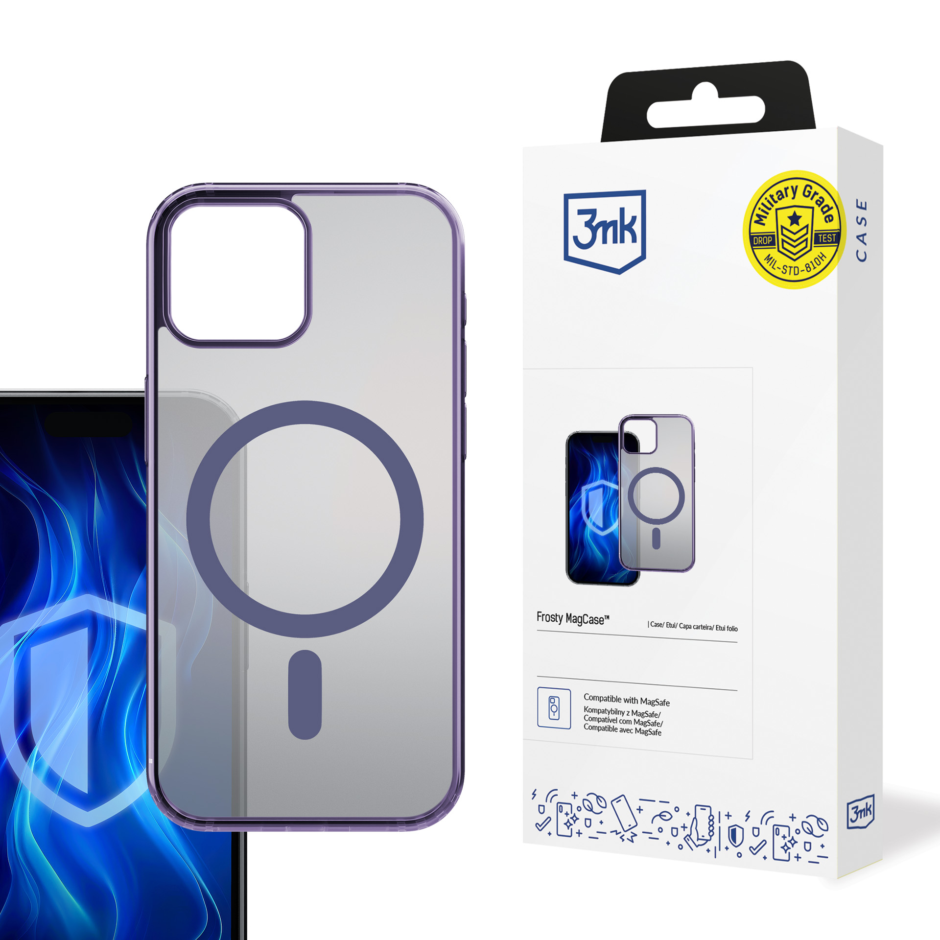 3mk Frosty MagCase violetinis dėklas telefonui Apple iPhone 14 Plus - violetinis