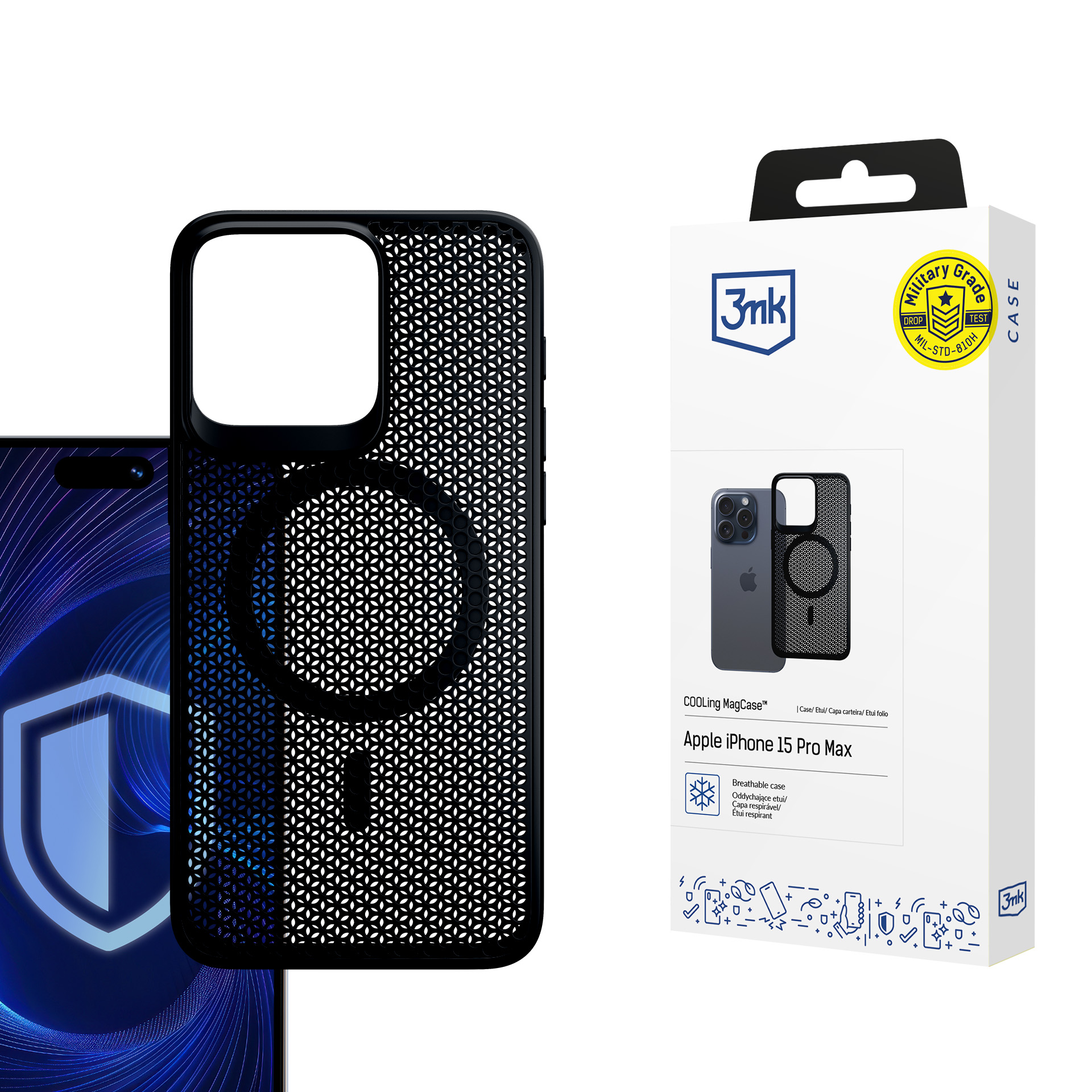 3mk COOLing MagCase Dėklas telefonui Apple iPhone 15 Pro Max - juodas